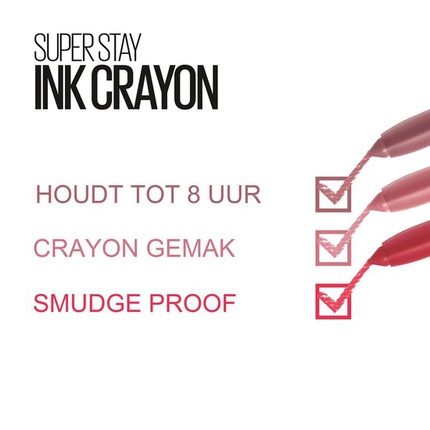 Maybelline Superstay Ink Crayon Matte Lipstick   55 Make It Happen   Red   14 Gr