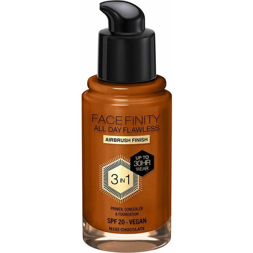 Max Factor Facefinity All Day Flawless 3 In 1 Foundation N102-Chocolate 30ml