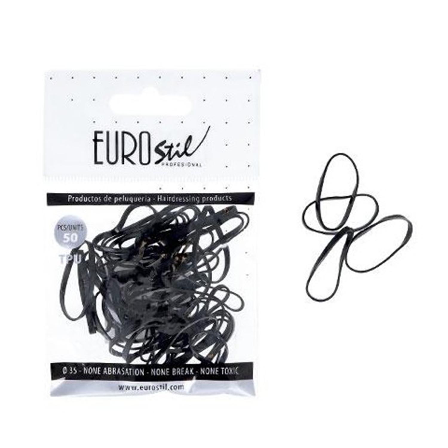 Eurostil Hair Bag of Black Rubber Bands 50 units