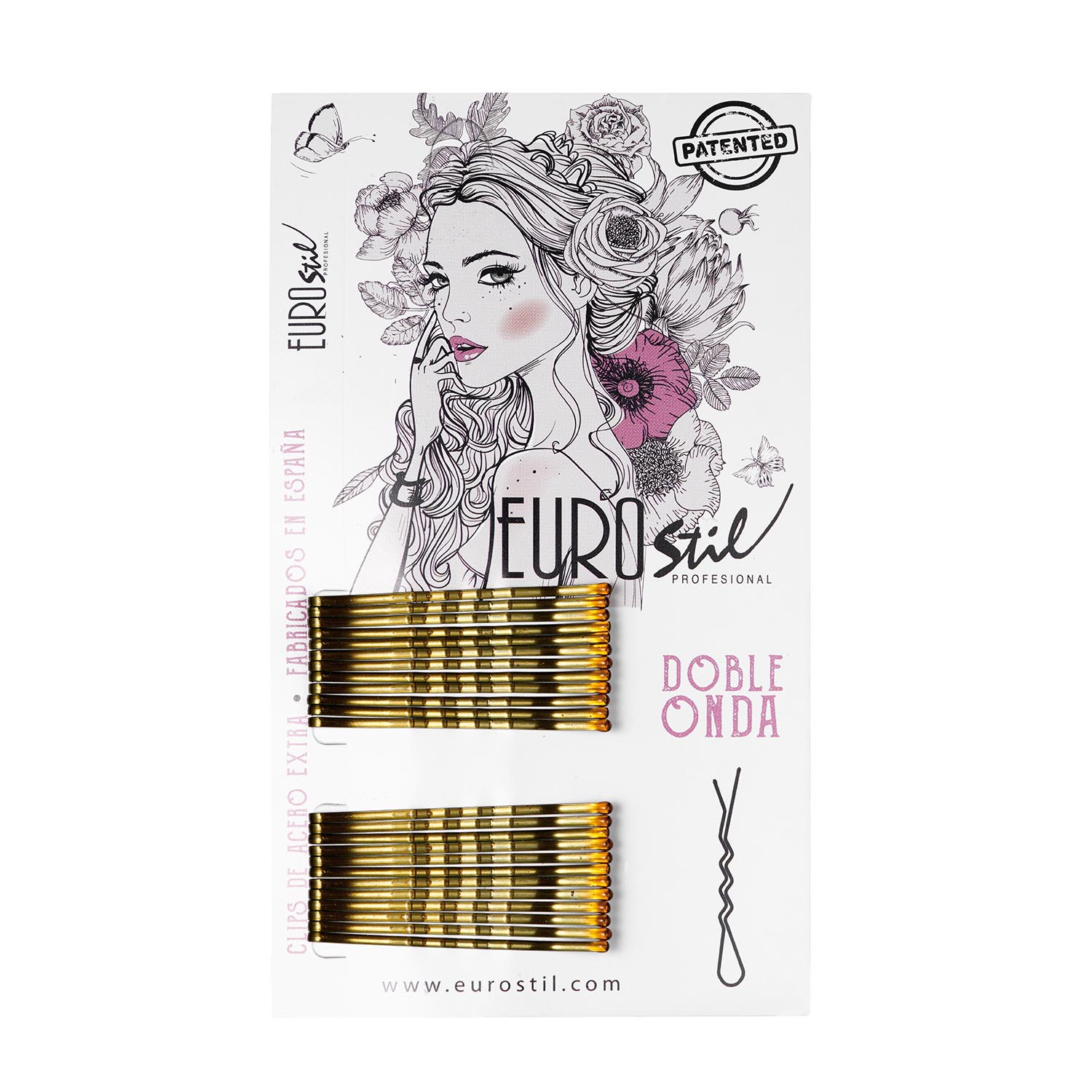 Eurostil Hair Box of Double Wave Clips Bronze 24 units