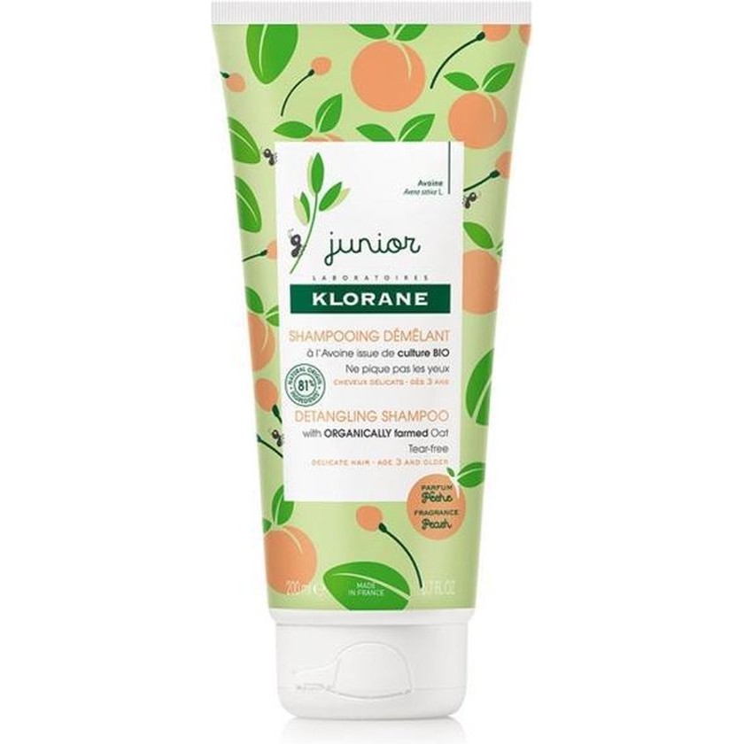 Klorane Haar Junior Detangling Shampoo Perzik 200ml