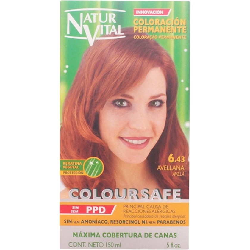 Coloursafe Permanent Hair Color By Natur Vital #6.43-hazelnut