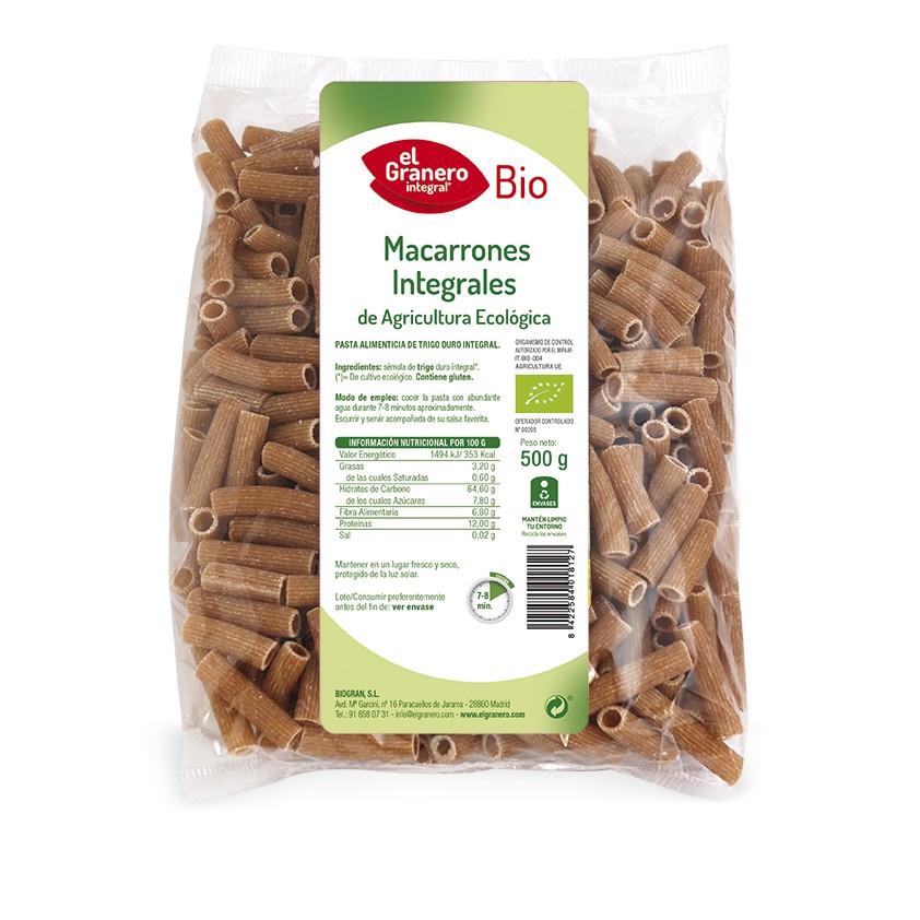 Granero Organic Wholemeal Macaroni 500g