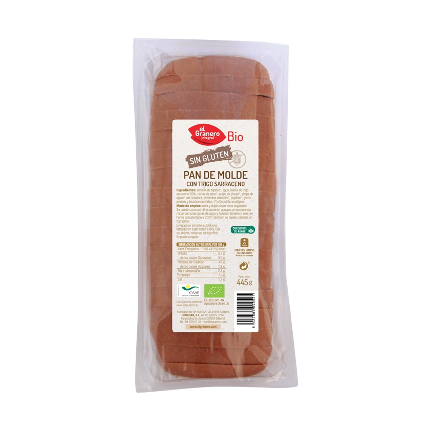 Granero Sliced Bread with Buckwheat Gluten-Free Bio 445g