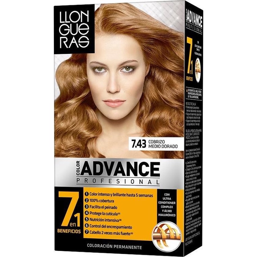 Color Advance Hair Colouring By Llongueras #7.43-cobrizo-medio-dorado