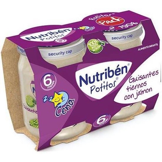 Nutriben Nutriba(c)n Potito Cena Bipack Tender Peas with Ham 2x 190g