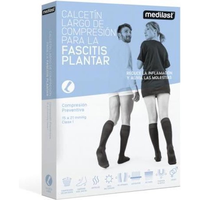 Long Sock Plantar Fasciitis Black Medium Medilast
