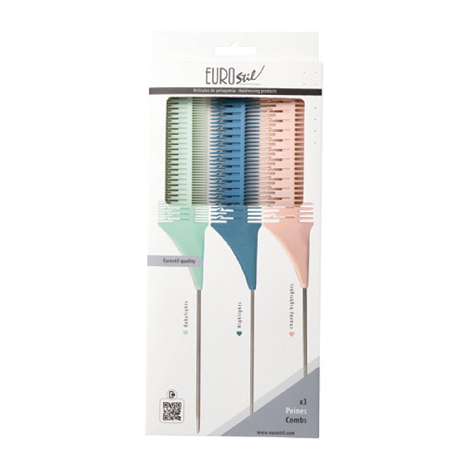 Eurostil Colors Set Combs Highlights 3un